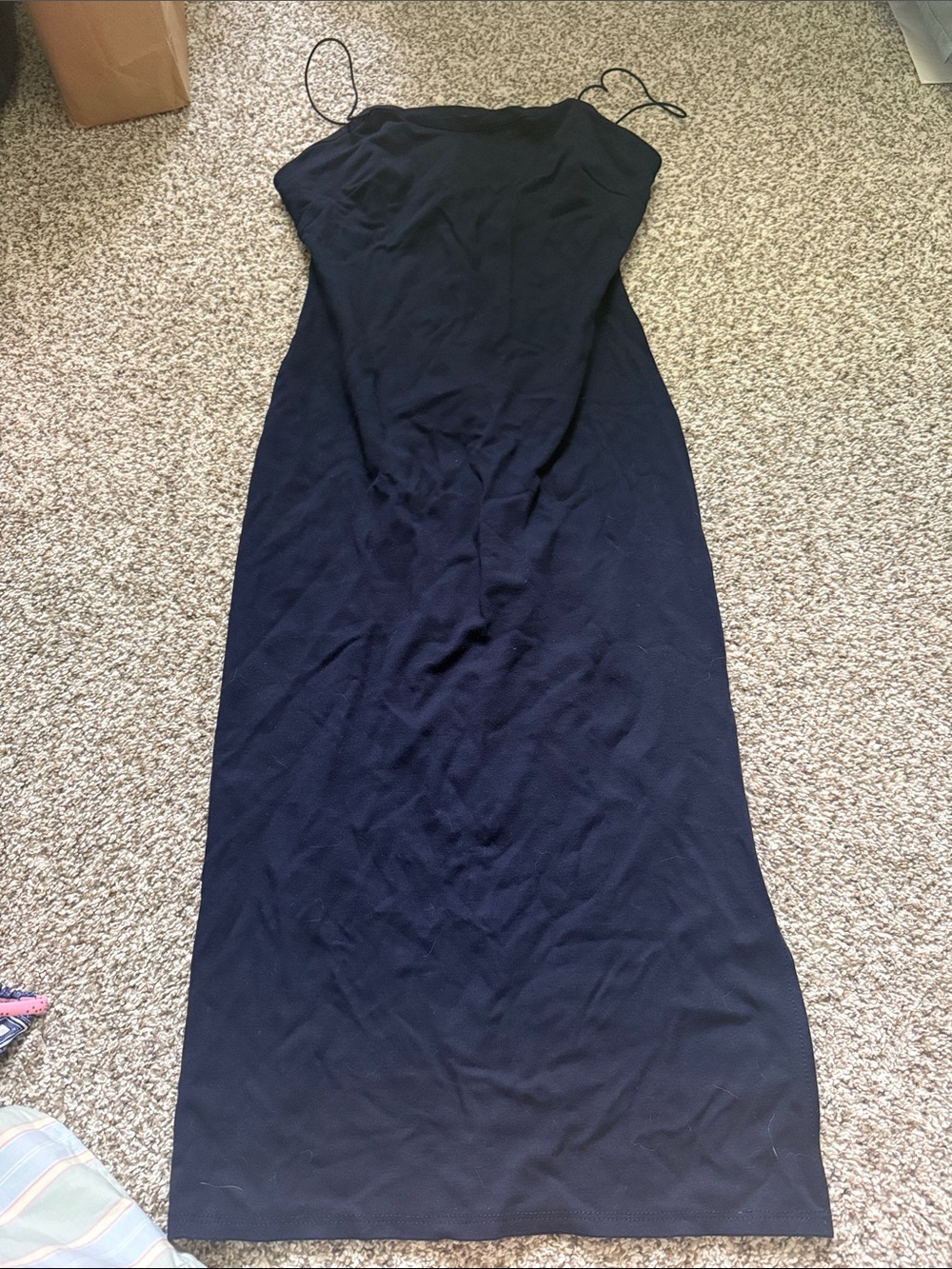 Classic Navy Spaghetti-Strap Maxi Dress